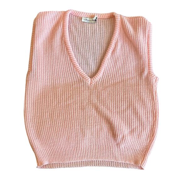 Vtg Knit Pastel Pink Pullover Sweater Vest Small Kawaii Coquette Dollcore Cute - Picture 1 of 3